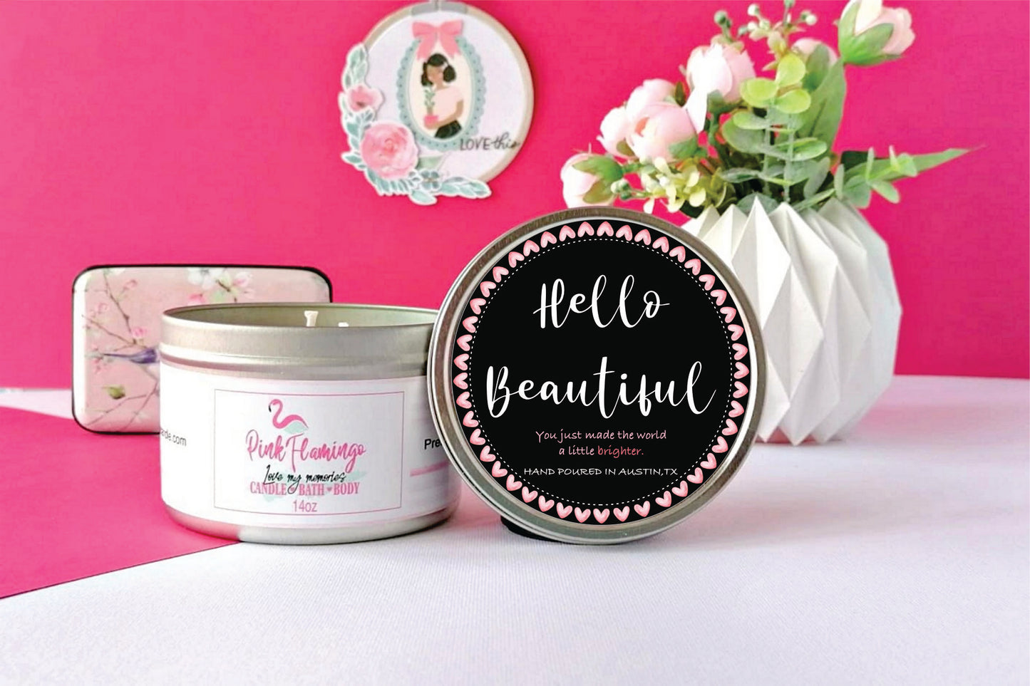 Hello Beautiful – Hand-Poured Natural Soy Candle | Long-Lasting, Clean Burn & Floral Scent | Eco-Friendly & Non-Toxic. Best candles in Austin